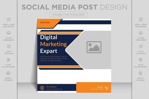 webinaire en direct d'expert en marketing numérique et modèle de publication instagram d'entreprise et de bannière de médias sociaux vecteur