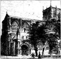 illustration vintage de la cathédrale de sherborne. vecteur