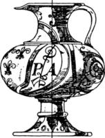 pichet à bec verseur en faïence italienne, illustration vintage. vecteur