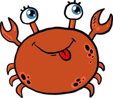 Heureux crabe rouge, illustration, vecteur sur fond blanc