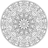 mandala orné de fleurs et de feuilles, coloriage méditatif avec des motifs naturels vecteur