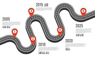 infographie de la chronologie de la feuille de route de l'entreprise. jalon de l'entreprise cinq fois. histoire de l'entreprise. illustration vectorielle. vecteur