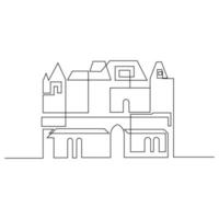 bâtiment de ville et de village minimaliste continue le dessin au trait vecteur