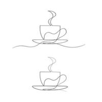 la tasse de thé et de café continue le dessin au trait vecteur