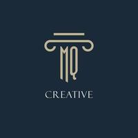 logo initial mq pour avocat, cabinet d'avocats, cabinet d'avocats avec conception d'icône de pilier vecteur