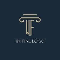 wf logo initial pour avocat, cabinet d'avocats, cabinet d'avocats avec conception d'icône de pilier vecteur