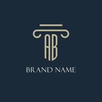 ab logo initial pour avocat, cabinet d'avocats, cabinet d'avocats avec conception d'icône de pilier vecteur