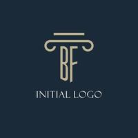 bf logo initial pour avocat, cabinet d'avocats, cabinet d'avocats avec conception d'icône de pilier vecteur