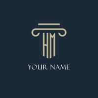 logo initial hm pour avocat, cabinet d'avocats, cabinet d'avocats avec conception d'icône de pilier vecteur