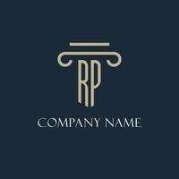 logo initial rp pour avocat, cabinet d'avocats, cabinet d'avocats avec conception d'icône de pilier vecteur
