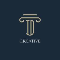 logo initial id pour avocat, cabinet d'avocats, cabinet d'avocats avec conception d'icône de pilier vecteur