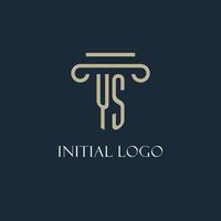 ys logo initial pour avocat, cabinet d'avocats, cabinet d'avocats avec conception d'icône de pilier vecteur