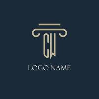 cw logo initial pour avocat, cabinet d'avocats, cabinet d'avocats avec conception d'icône de pilier vecteur