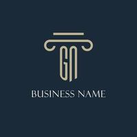logo initial gn pour avocat, cabinet d'avocats, cabinet d'avocats avec conception d'icône de pilier vecteur
