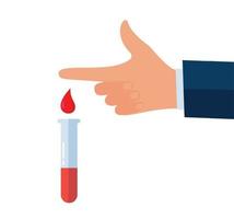 concept d'hématologie avec des globules rouges dans un tube à essai et une loupe, illustration vectorielle dans un style plat vecteur