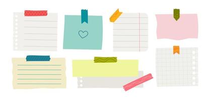 papier autocollant diverses notes sont personnelles. accessoires pour l'organisation de documents. illustration vectorielle dans un style plat vecteur