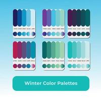 6 palettes de couleurs d'hiver différentes avec dégradé de couleurs vecteur