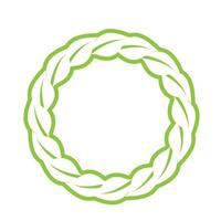 logo de cercle de décoration verte feuille et modèle de vecteur de symbole