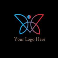 modèle de logo papillon. illustration de logo vectoriel simple. icône papillon sur fond noir