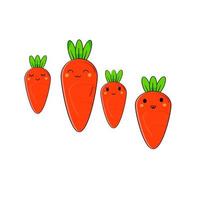 ensemble d'icône de carottes de dessin animé mignon isolé sur illustration vectorielle fond blanc. vecteur