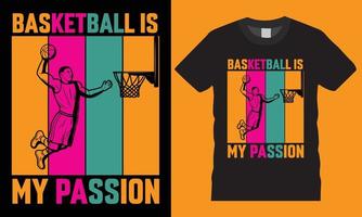 typographie basketball ma passion vecteur de conception de t-shirt créatif