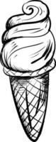 croquis de crème glacée, illustration, vecteur sur fond blanc.
