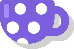 Tasse violette à pois blancs, illustration, vecteur sur fond blanc