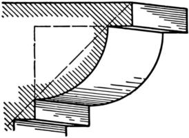 ovolo, une moulure romaine, composée d'un quart de cercle, gravure vintage. vecteur