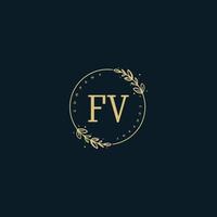 monogramme de beauté fv initial et création de logo élégante, logo manuscrit de la signature initiale, mariage, mode, floral et botanique avec modèle créatif. vecteur