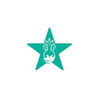 logo de concept de forme d'étoile d'arbre de laboratoire. création de logo vectoriel de laboratoire vert. logo feuille et bouteille de laboratoire