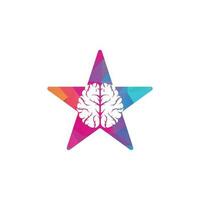 création de logo de concept de forme d'étoile de cerveau. remue méninges puissance pensée cerveau logotype icône vecteur
