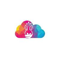 logo de concept de forme de nuage d'arbre de laboratoire. création de logo vectoriel de laboratoire vert. logo feuille et bouteille de laboratoire