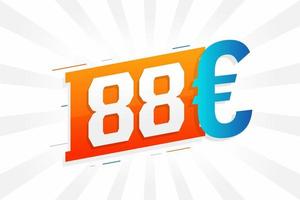 Symbole de texte vectoriel de devise de 88 euros. 88 euro union européenne argent vecteur de stock