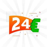 Symbole de texte vectoriel de devise de 24 euros. 24 euro union européenne argent vecteur de stock