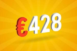 Symbole de texte vectoriel 3d de devise de 428 euros. 3d 428 euro union européenne argent vecteur de stock