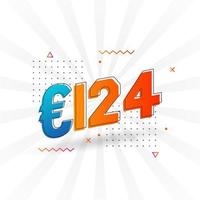 124 symbole de texte vectoriel de devise euro. 124 euros vecteur de stock d'argent de l'union européenne