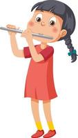 jolie fille jouant de la flûte vecteur