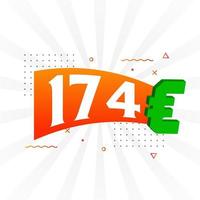 Symbole de texte vectoriel de devise de 174 euros. 174 euro union européenne argent vecteur de stock