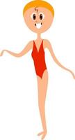 fille en maillot de bain rouge, illustration, vecteur sur fond blanc.