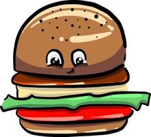 Cute burger, illustration, vecteur sur fond blanc