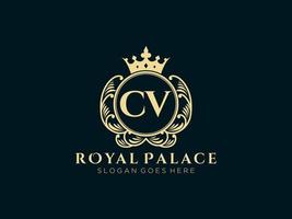 lettre cv logo victorien de luxe royal antique avec cadre ornemental. vecteur