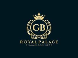 lettre gb logo victorien de luxe royal antique avec cadre ornemental. vecteur