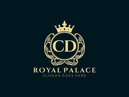lettre cd logo victorien de luxe royal antique avec cadre ornemental. vecteur