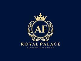 lettre af logo victorien de luxe royal antique avec cadre ornemental. vecteur