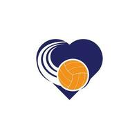 logo de concept de forme de coeur de volley-ball. création de logo de ballon de volley-ball. vecteur