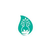 logo de concept de forme de goutte d'arbre de laboratoire. création de logo vectoriel de laboratoire vert. logo feuille et bouteille de laboratoire