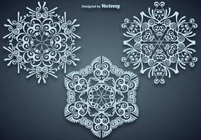 Vector Set Of magnifiques grandes Snowflakes Bleu