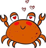 crabe romantique, illustration, vecteur sur fond blanc.