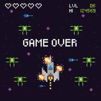 scène spatiale de jeu vidéo avec message game over vecteur