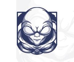 illustration vectorielle du logo de la mascotte extraterrestre. fond blanc. vecteur